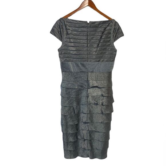 𝅺LE Chateau Metallic Grey Ruffled Formal Dress - Picture 2 of 10